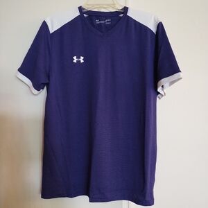 Men's Under Armour Fitted Purple Heatgear Shirt Size L